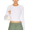 Women Enza Costa Tops | Silk Knit Long Sleeve Tuck Top White