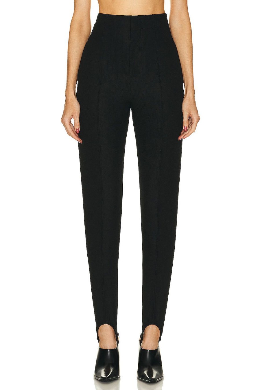 Women Bottega Veneta Pants | Structured Double Melange Trousers Black