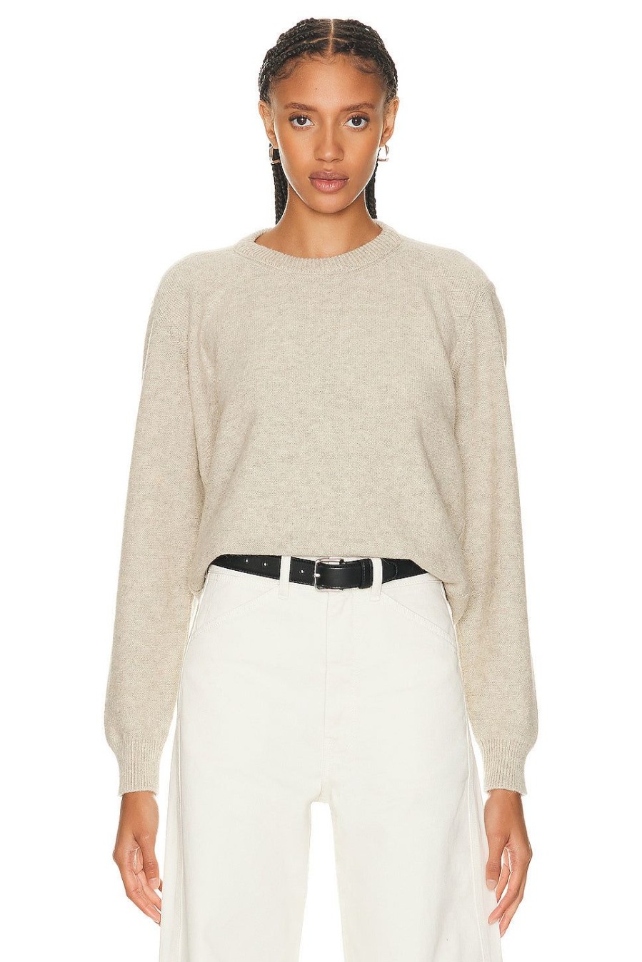 Women Lemaire Sweaters & Knits | Tilted Crew Neck Jumper Chalk