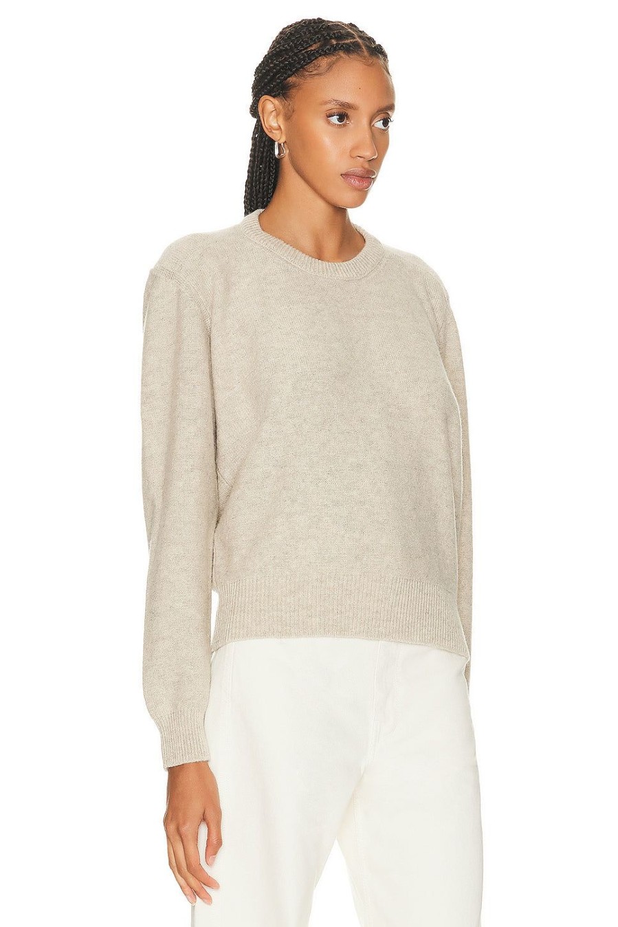 Women Lemaire Sweaters & Knits | Tilted Crew Neck Jumper Chalk