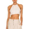 Women MATTHEW BRUCH Tops | Tie Halter Crop Top Cream Linen