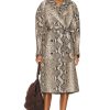 Women Stella McCartney Jackets & Coats | Python Print Trench Coat Multicolor Brown