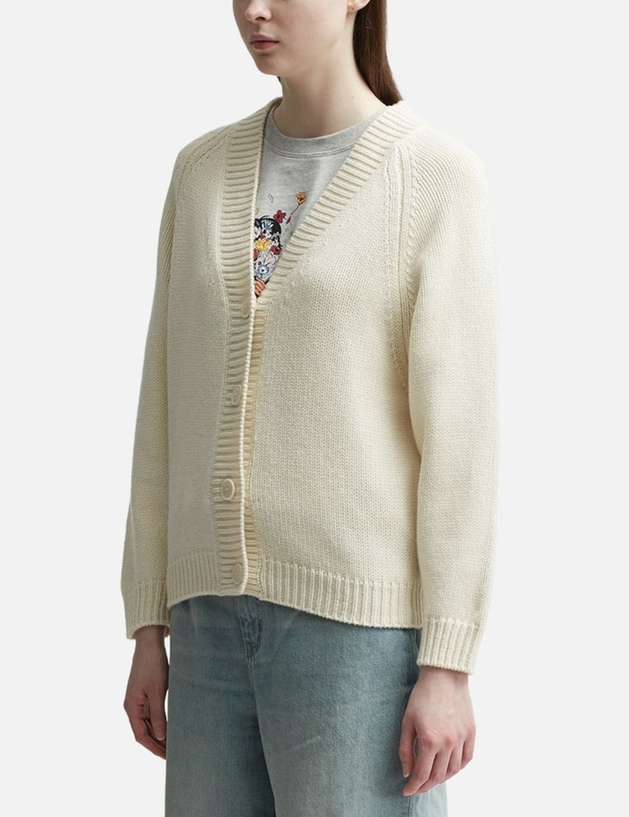 Women Kenzo Sweaters & Knits | Kenzo Target Wool Cardigan White