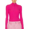 Women Moncler Sweaters & Knits | Zip Up Turtleneck Top Fuchsia