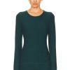 Women Beyond Yoga Tops | Spacedye Classic Crew Pullover Top Midnight Green Heather