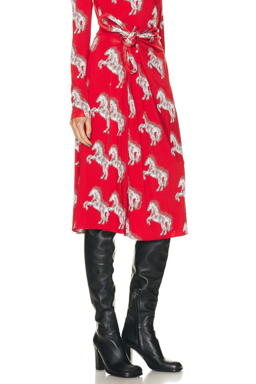 Women Stella McCartney Skirts | Pixel Horses Bow Detailed Skirt Red & Off White