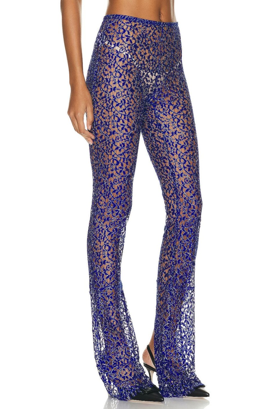 Women Coperni Pants | Lace Flared Trousers Royal Blue