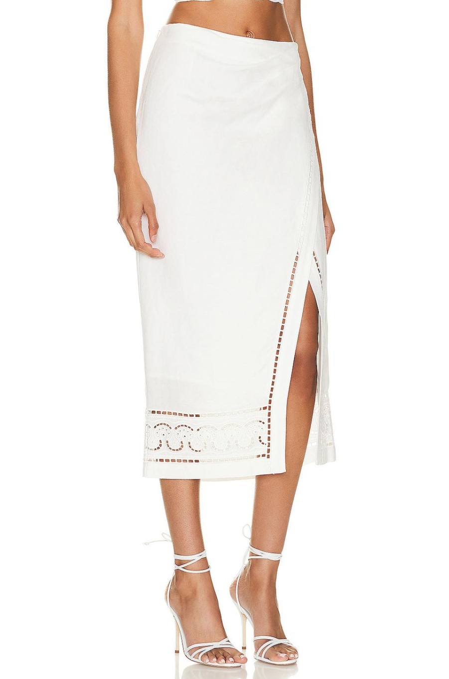 Women SIMKHAI Skirts | Justine Scarf Embroidered Linen Skirt White