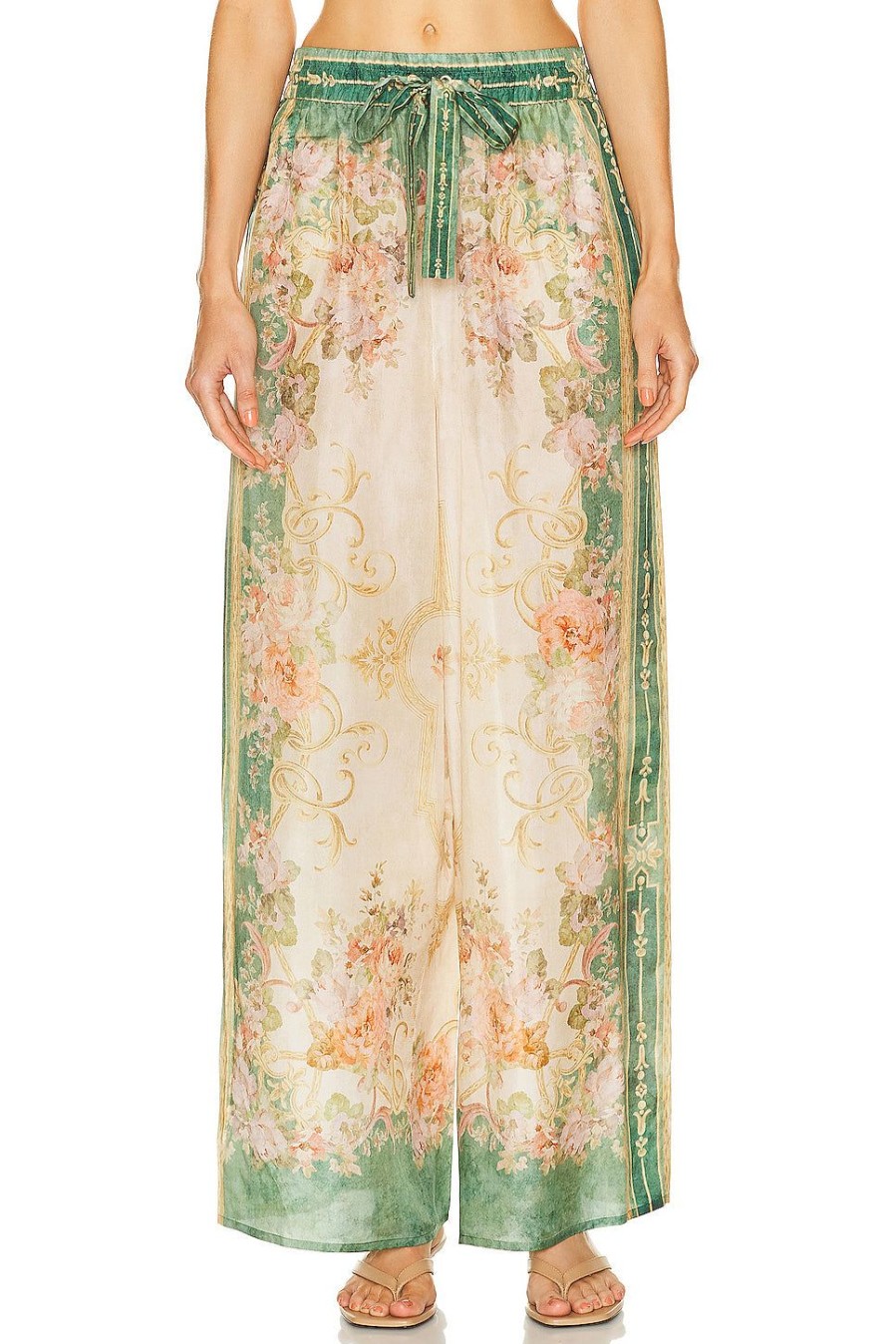 Women Zimmermann Pants | August Relaxed Pant Khaki Flora