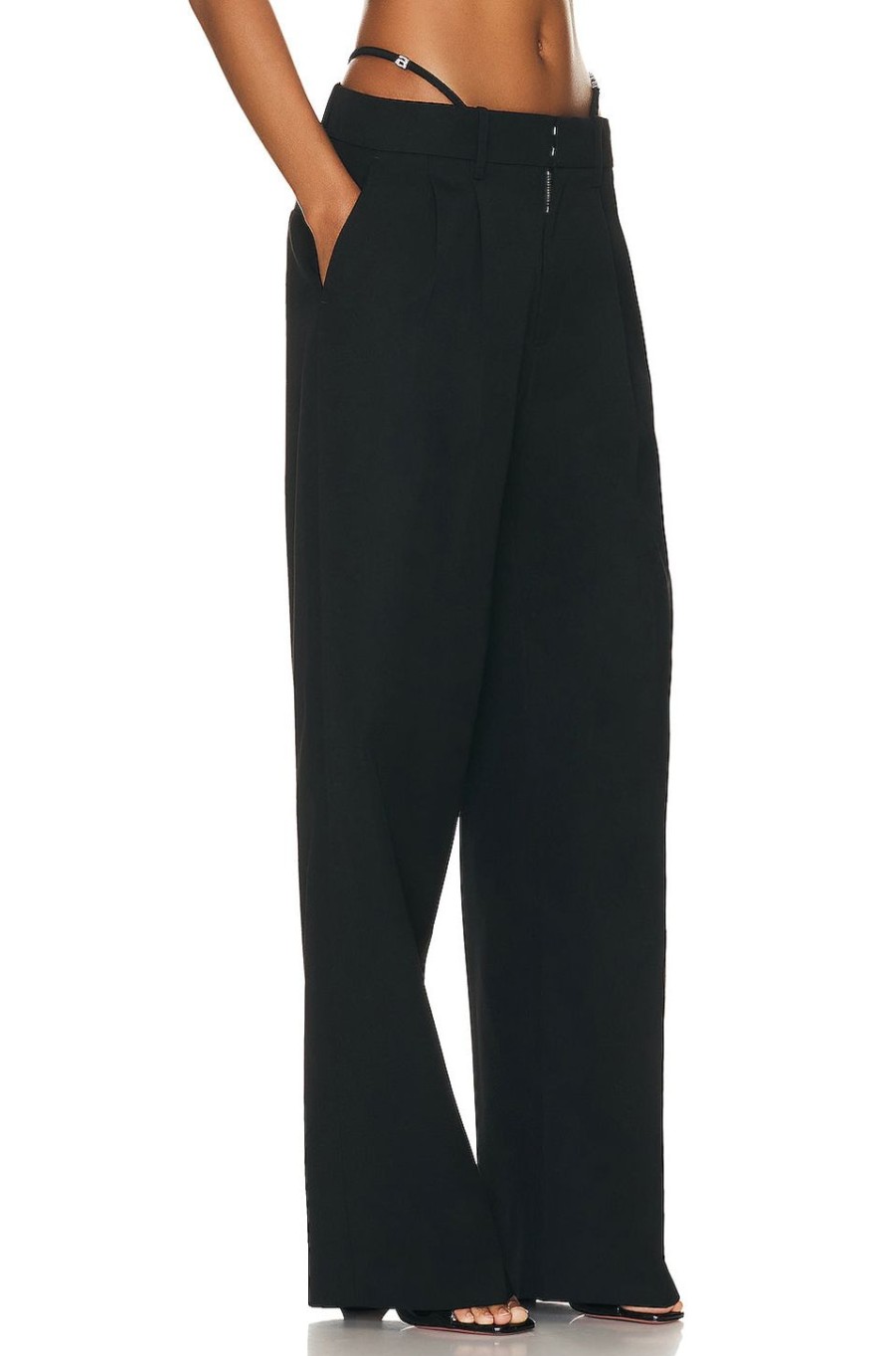 Women Alexander Wang Pants | Low Waisted G-String Trouser Black