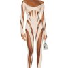 Women Mugler Jumpsuits & Rompers | Gloved Catsuit Powder & Nude 02