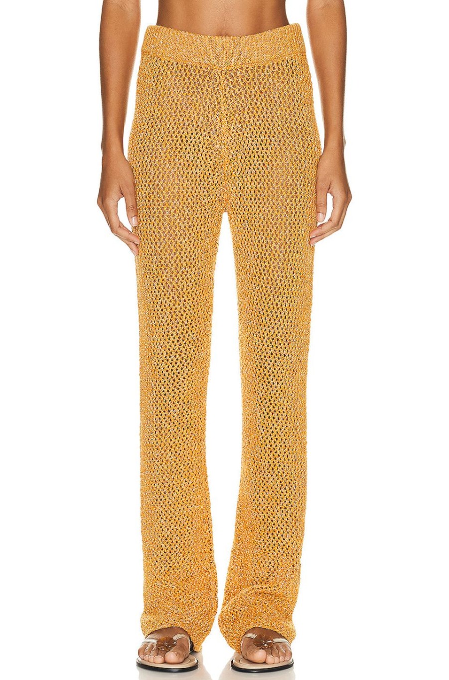 Women The Elder Statesman Pants | Como Cross Net Pant Gold Speckle