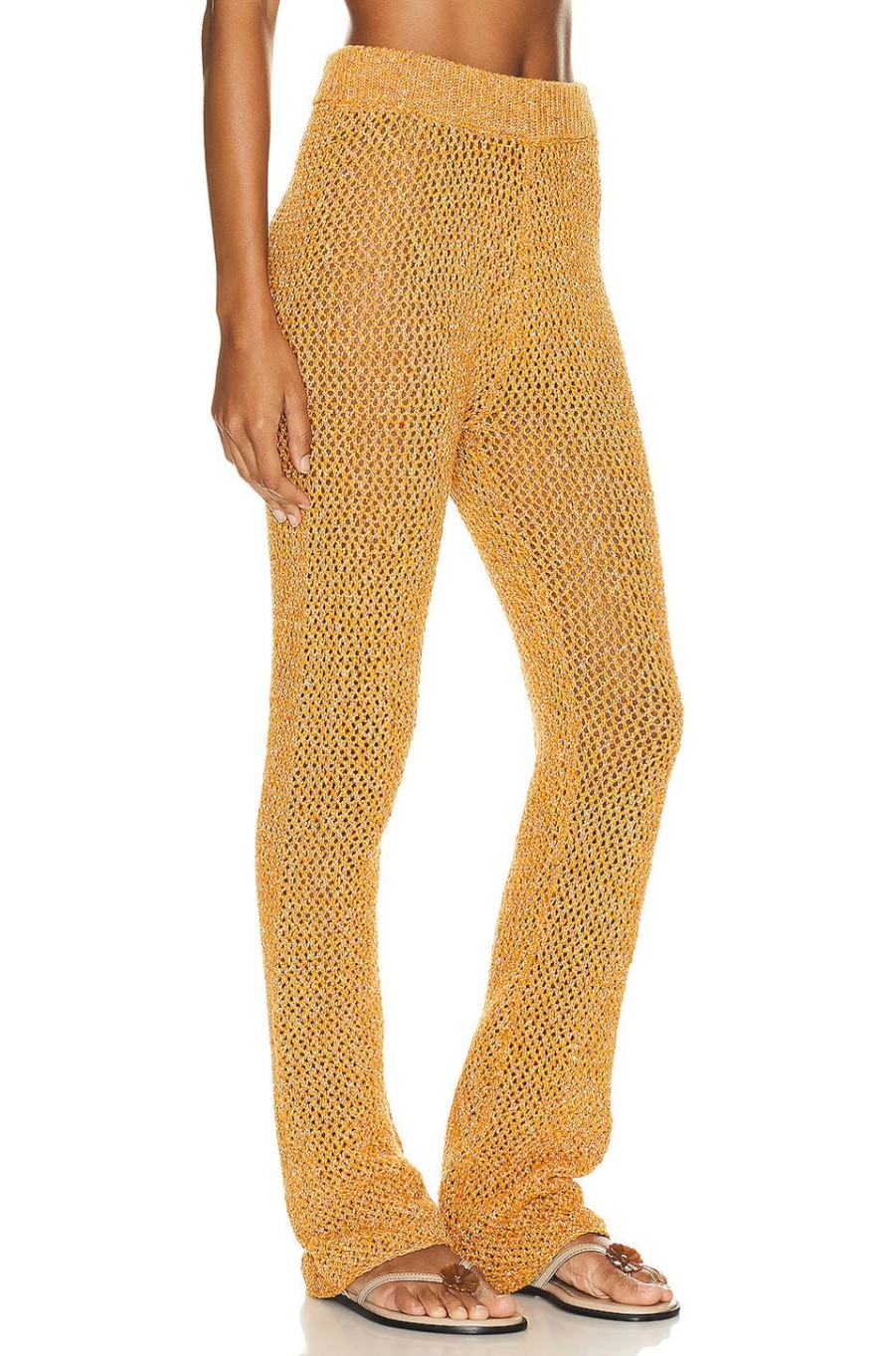 Women The Elder Statesman Pants | Como Cross Net Pant Gold Speckle