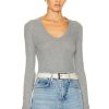 Women Enza Costa Tops | Cashmere Easy Cuffed U Neck Top Smoke