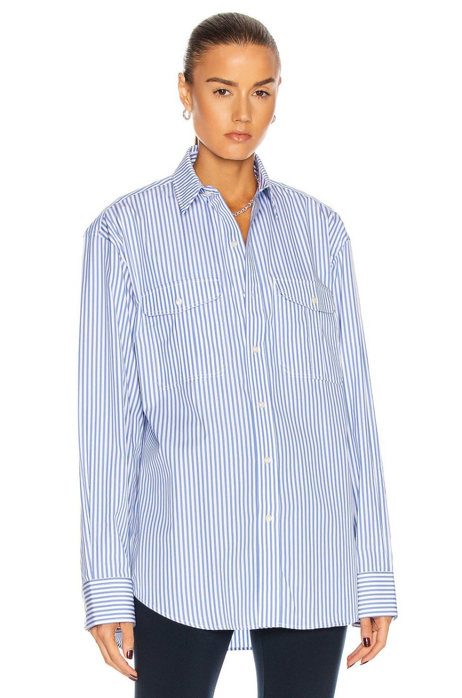 Women WARDROBE.NYC Tops | Oversize Shirt Blue