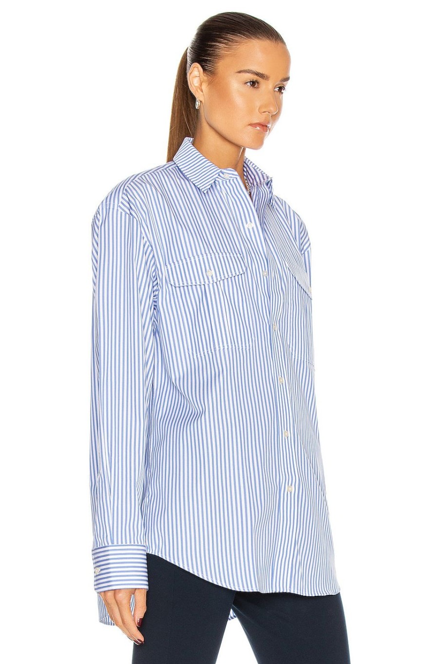 Women WARDROBE.NYC Tops | Oversize Shirt Blue