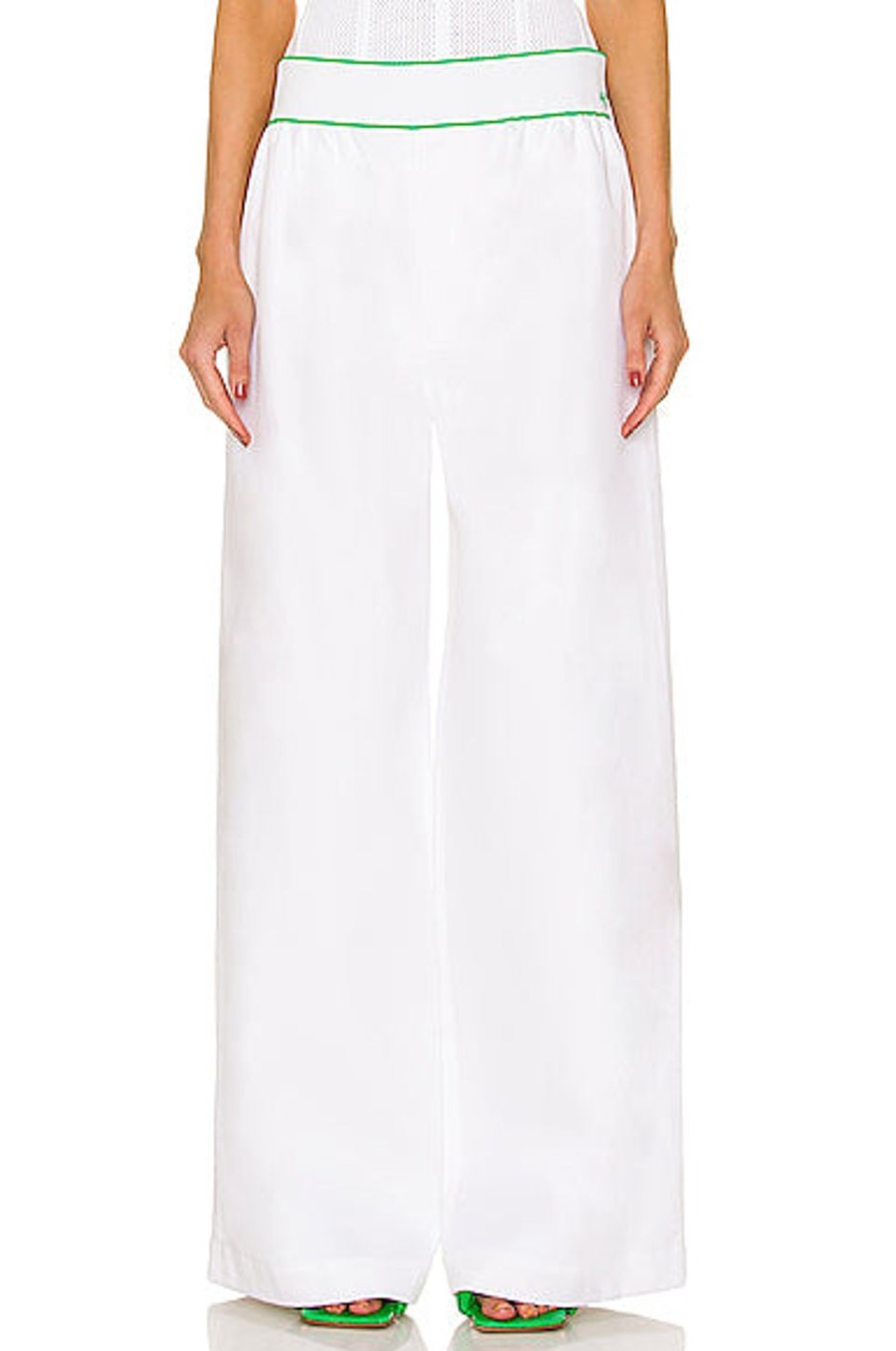 Women Bottega Veneta Pants | Elastic Cotton Twill Trouser White