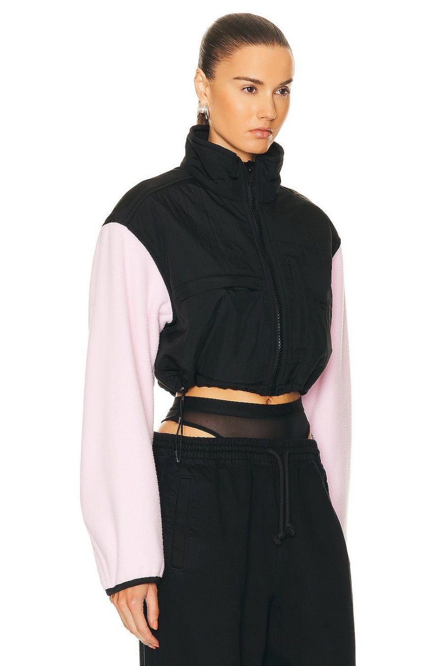 Women Alexander Wang Jackets & Coats | Cropped Zip Up Jacket Light Pink