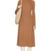 Women Moncler Dresses | Long Sleeve Midi Dress Camel