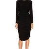 Women Norma Kamali Dresses | Long Sleeve Shirred Dress Black