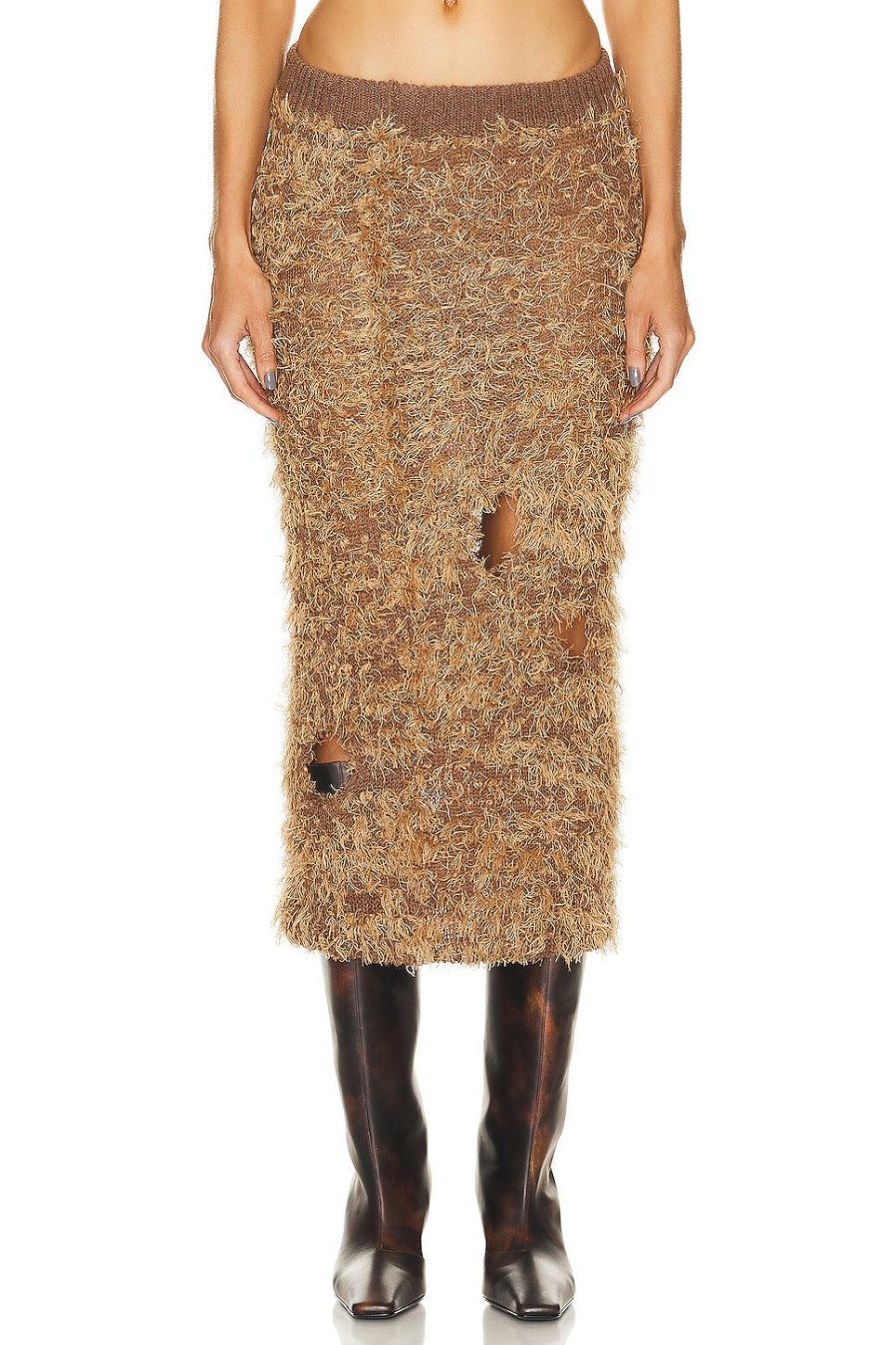 Women Acne Studios Skirts | Fuzzy Skirt Camel Brown