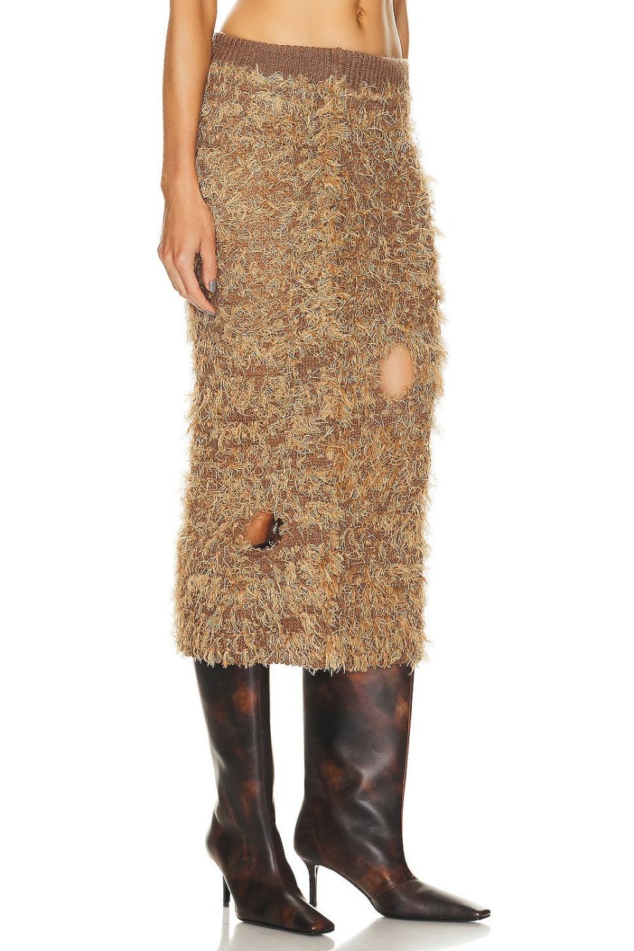 Women Acne Studios Skirts | Fuzzy Skirt Camel Brown