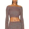 Women Chloe Sweaters & Knits | Off The Shoulder Long Sleeve Sweater Multicolor Blue 1