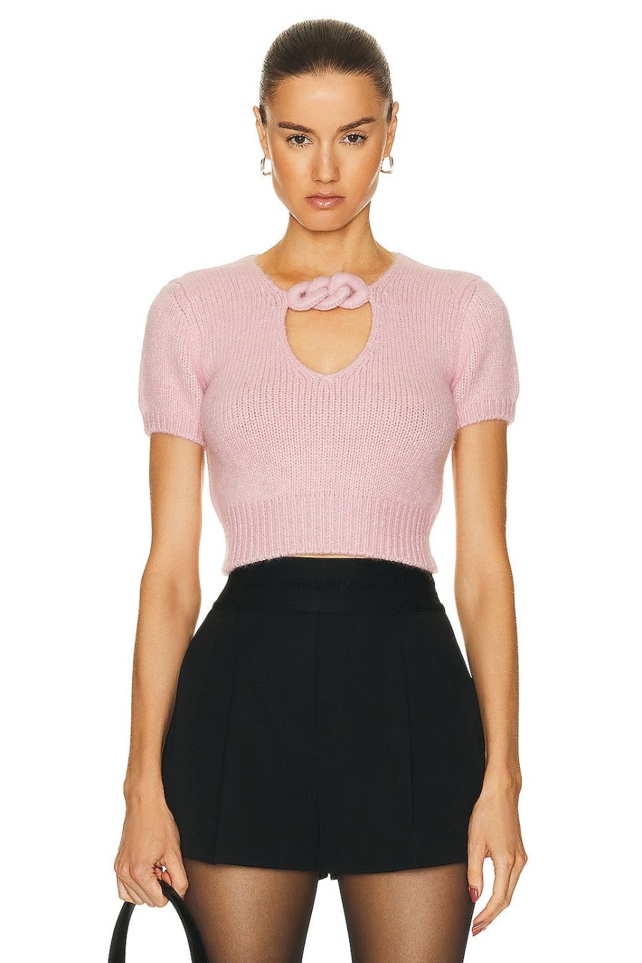 Women Alexander Wang Sweaters & Knits | Chain Short Sleeve Sweater Cradle Pink