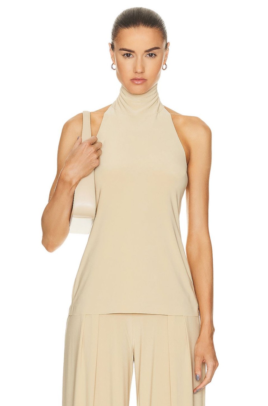 Women Norma Kamali Tops | Halter Turtleneck Top Sand