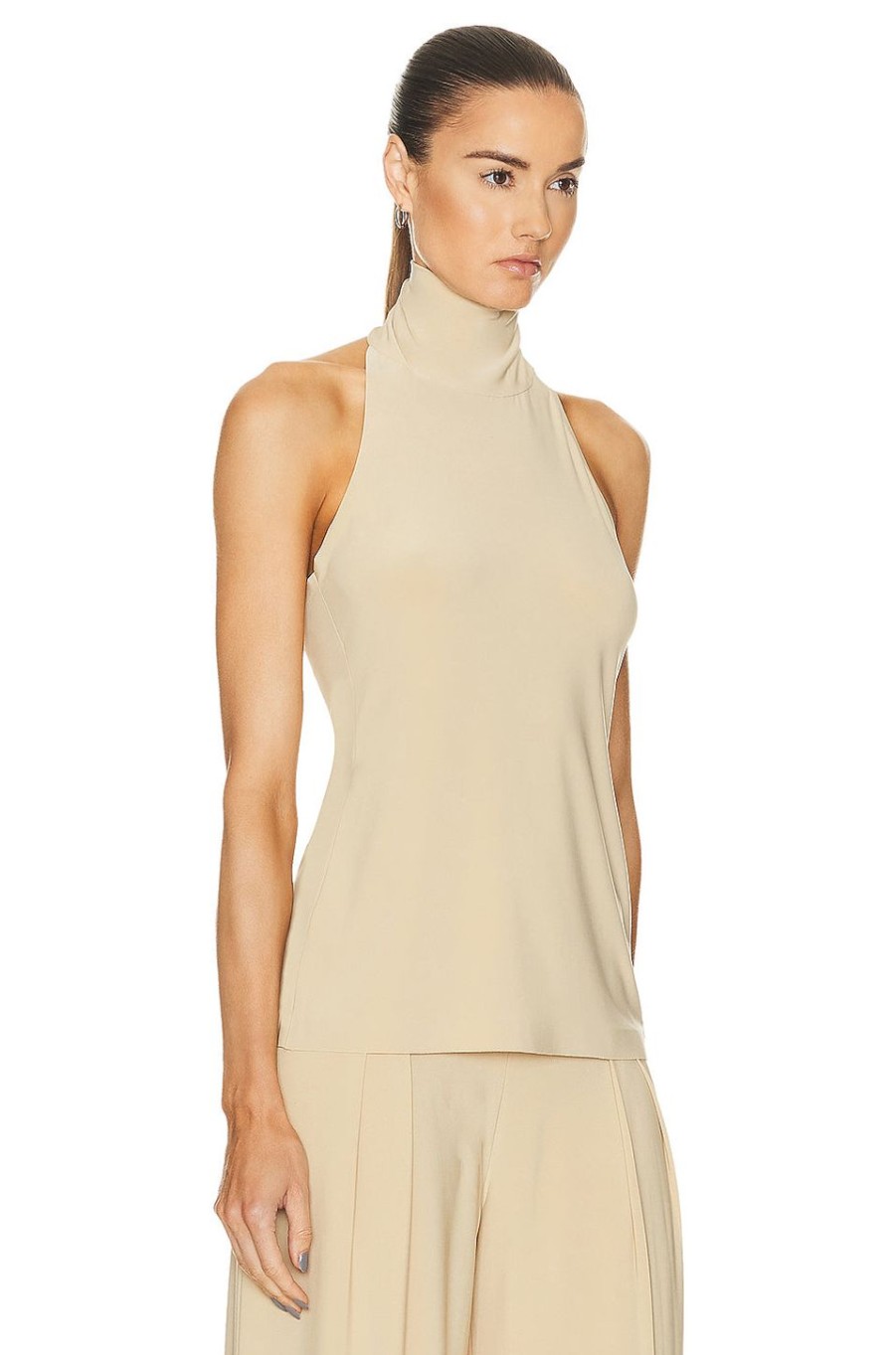 Women Norma Kamali Tops | Halter Turtleneck Top Sand