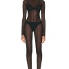 Women Norma Kamali Jumpsuits & Rompers | Long Sleeve Slim Fit Turtleneck Catsuit Black