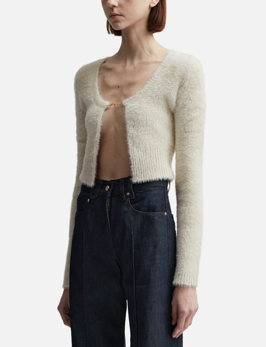 Women Jacquemus Sweaters & Knits | La Maille Neve Manches Longues Cardigan White