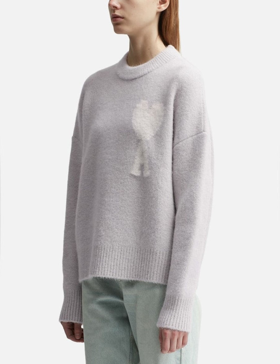 Women Ami Sweaters & Knits | Cloudy Wool Ami De C Ur Sweater Grey