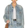 Women Saint Laurent Jackets & Coats | Denim Jacket Sunny Sky Blue