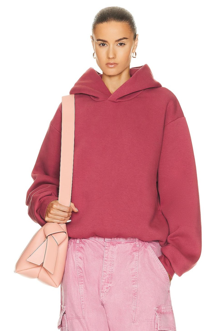 Women Acne Studios Sweaters & Knits | Hooded Sweatshirt Rosewood Red