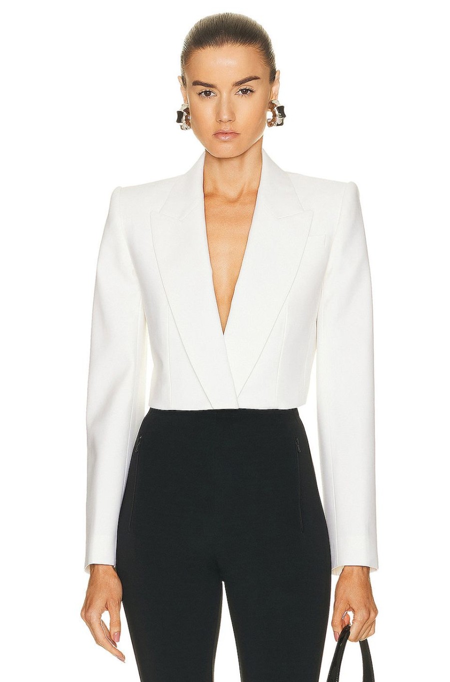 Women Alexander McQueen Jackets & Coats | Wool Crop Jacket Light Ivory