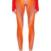 Women Mugler Pants | Illusion Legging Dark Blush Light Blush & Neon Orange