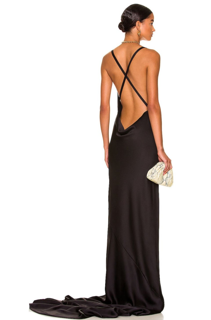 Women Norma Kamali Dresses | Cross Back Bias Gown Black