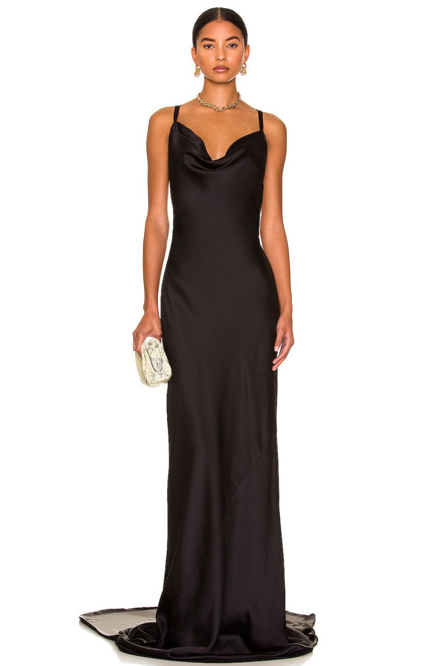 Women Norma Kamali Dresses | Cross Back Bias Gown Black