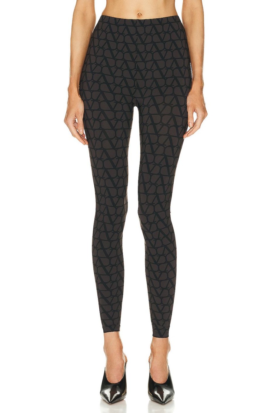 Women Valentino Pants | Toile Icongraphe Legging Ebano & Nero