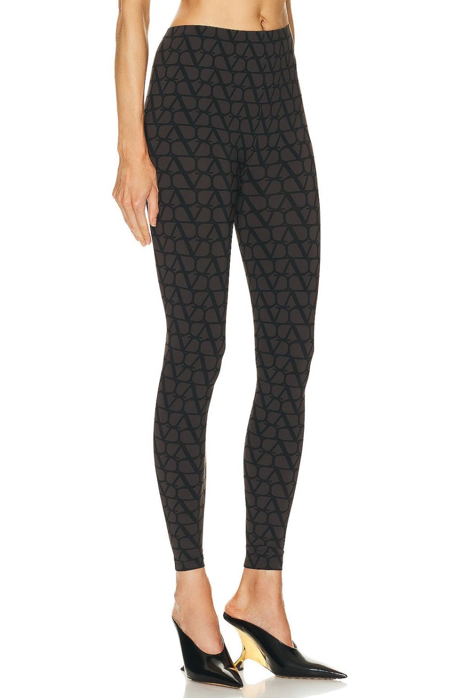 Women Valentino Pants | Toile Icongraphe Legging Ebano & Nero