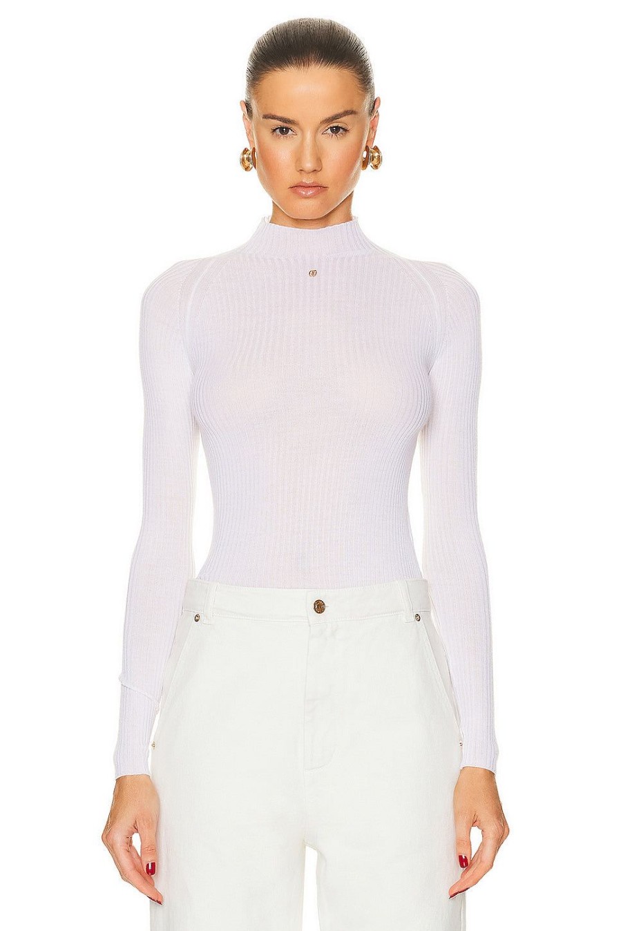 Women Bally Tops | Turtleneck Top Bone