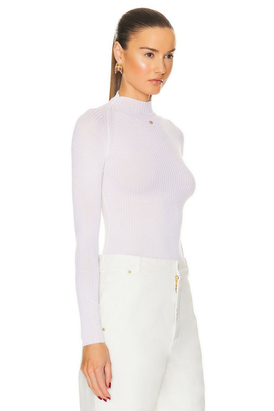 Women Bally Tops | Turtleneck Top Bone