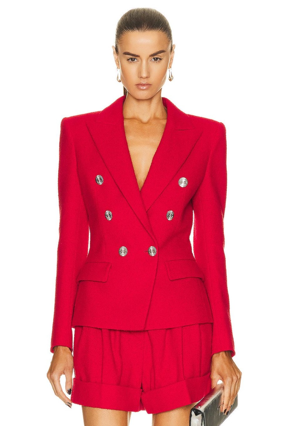 Women Alexandre Vauthier Jackets & Coats | Smocking Jacket Daring Red