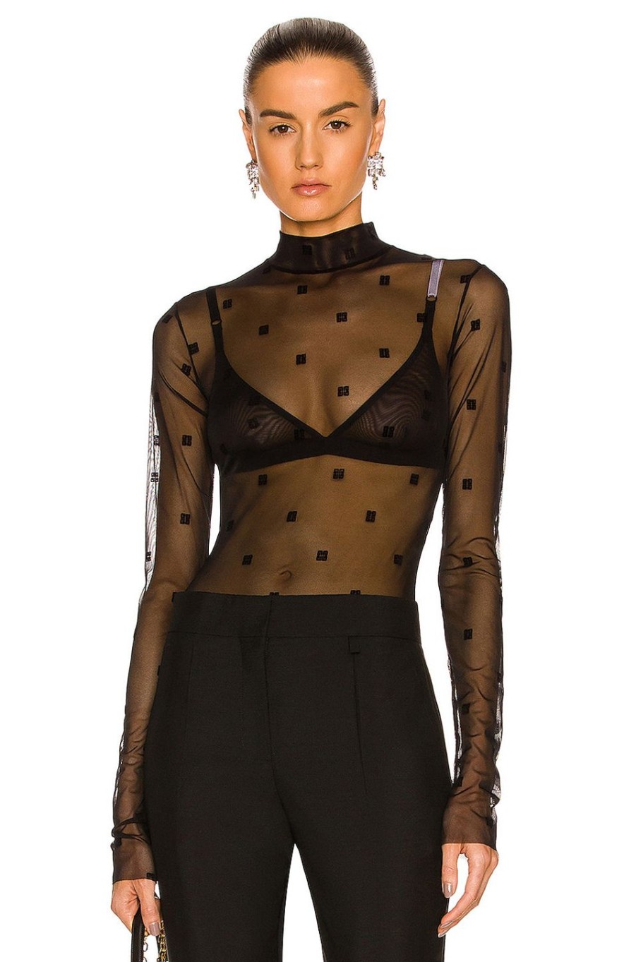 Women Givenchy Tops | 4G Jacquard Bodysuit Black