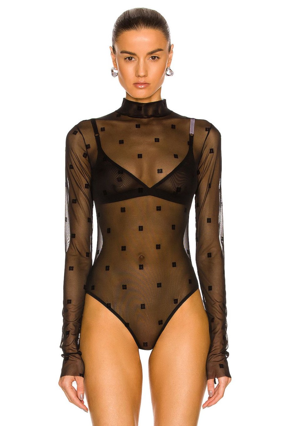 Women Givenchy Tops | 4G Jacquard Bodysuit Black