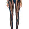 Women Mugler Pants | Spiral Illusion Legging Black & Black