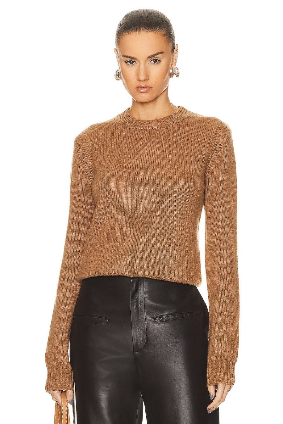 Women Enza Costa Sweaters & Knits | Pure Cashmere Crewneck Sweater Amber