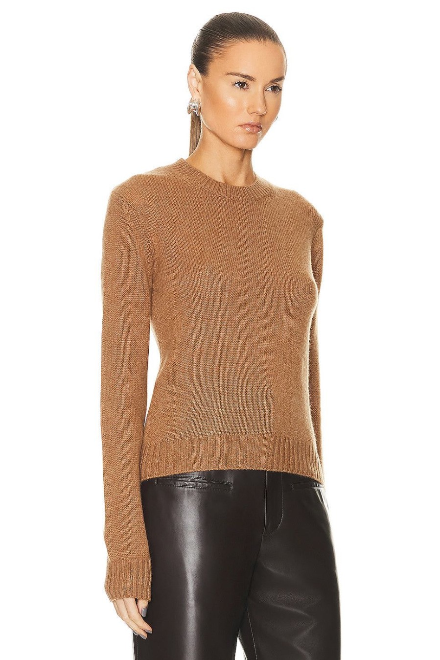 Women Enza Costa Sweaters & Knits | Pure Cashmere Crewneck Sweater Amber