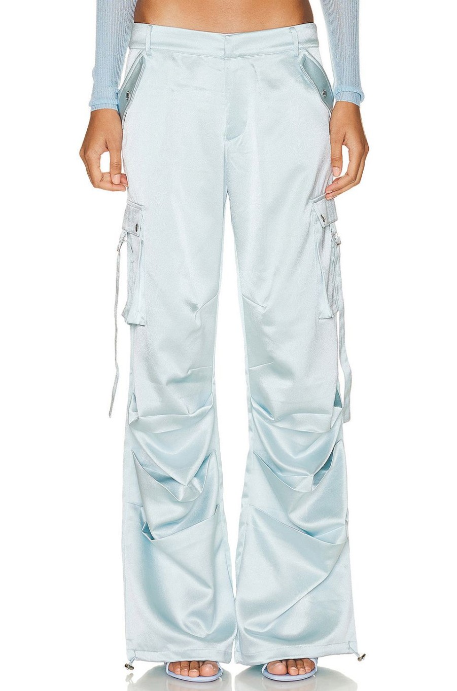 Women SER.O.YA Pants | Lai Satin Cargo Pant Light Blue